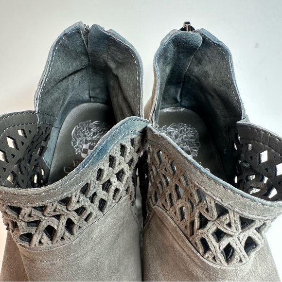 Vince Camuto Booties Women's 8 M Gray Suede Perdula Ankle Boots Back Zip Boho - Picture 8 of 13